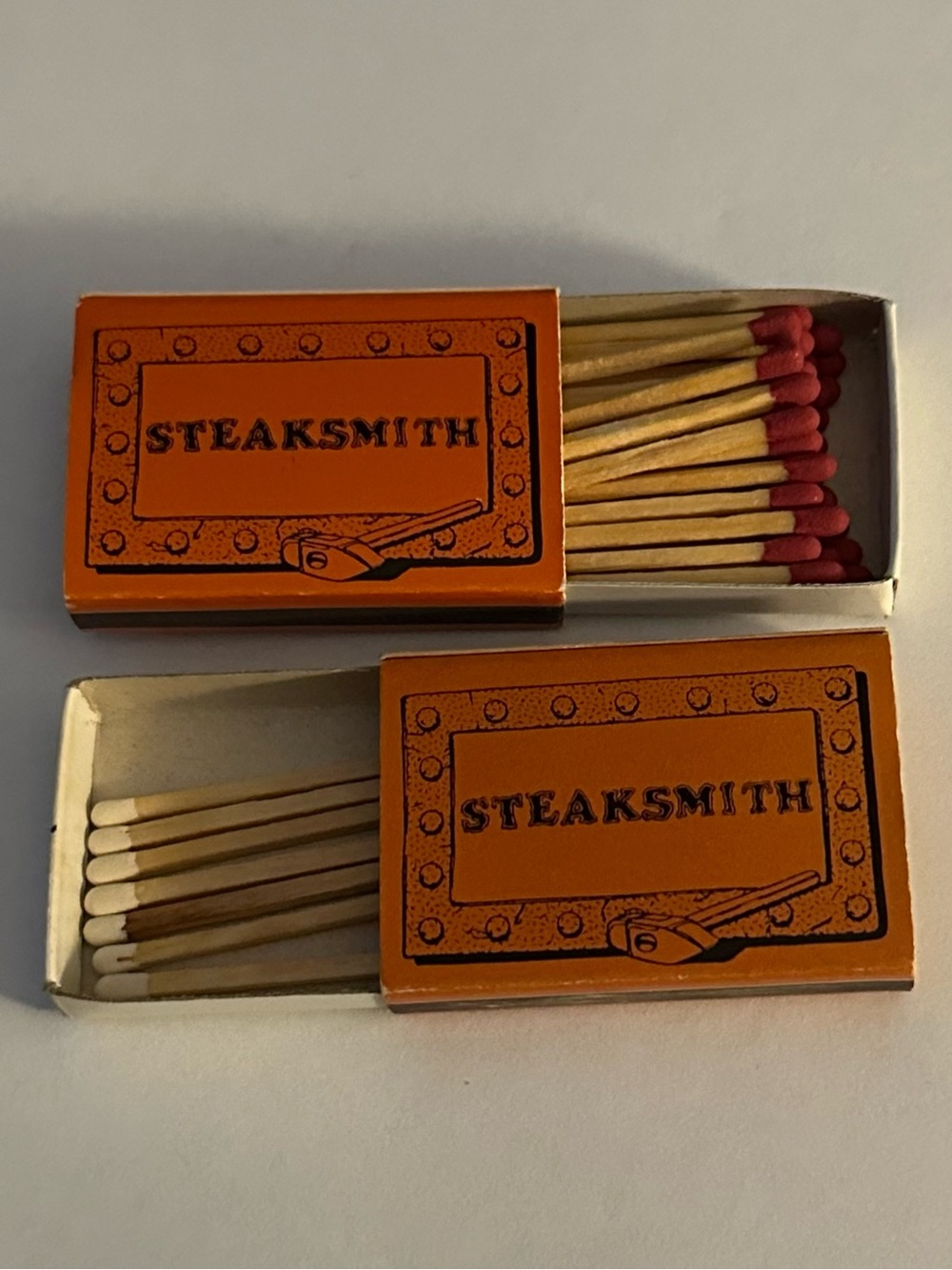 Lot of 2 Vintage Matchbox Steaksmith Albuquerque Santa Fe NM New Mexico USED